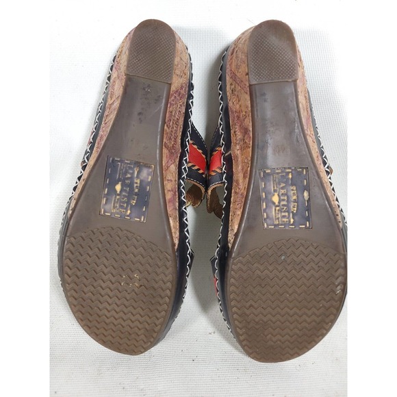 Spring Step L'Artiste Leather Wedge Sandals Vergie Red Floral Colorful-Size 40 - Picture 9 of 9